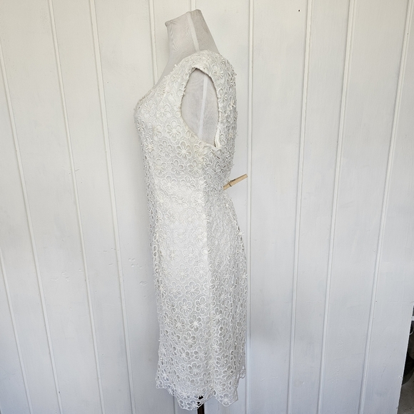 Black by Saks Fifth Avenue Eggshell Lace Sleeveless Midi Dress - Picture 8 of 13